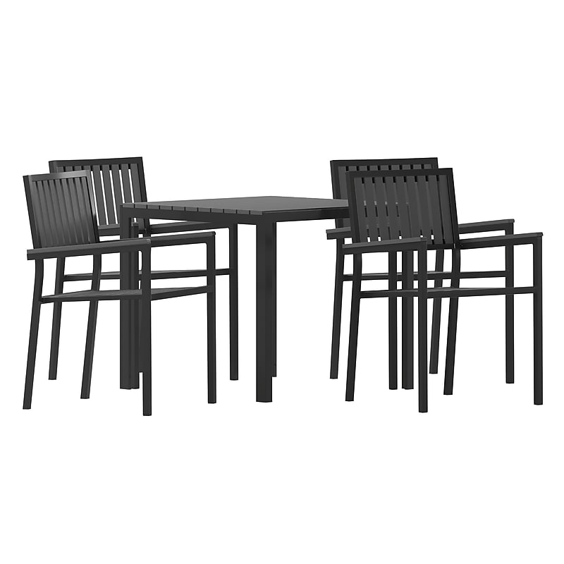 Flash Furniture Harris Indoor/Outdoor Table and Chairs Set, 5 Pieces (SBA268C4TBK) image 1