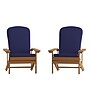 Flash Furniture Charlestown Adirondack Chairs, Teak with Blue Cushions, 2 Pack (2JJC14501CSBLTK)~#|#~sp195659582_sc7