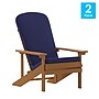 Flash Furniture Charlestown Adirondack Chairs, Teak with Blue Cushions, 2 Pack (2JJC14501CSBLTK)~#|#~sp195659590_sc7