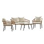Flash Furniture Evin Indoor/Outdoor Rope Rattan Patio Conversation Set, Cream Cushions, 4 Pieces (SB1960CREAM)~#|#~sp195659765_sc7