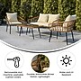 Flash Furniture Evin Indoor/Outdoor Rope Rattan Patio Conversation Set, Cream Cushions, 4 Pieces (SB1960CREAM)~#|#~sp195659773_sc7