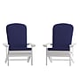 Flash Furniture Charlestown Adirondack Chairs, White with Blue Cushions, 2 Pack (2JJC14501CSBLWH)~#|#~sp195659797_sc7