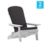Flash Furniture Charlestown Folding Adirondack Chairs, White with Gray Cushions, 2 Pack (2JJC14505CSGYWH)~#|#~sp195659938_sc7