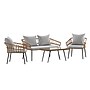 Flash Furniture Evin Indoor/Outdoor Rope Rattan Patio Conversation Set, Gray Cushions, 4 Pieces (SB1960GY)~#|#~sp195659946_sc7