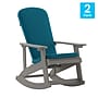 Flash Furniture Savannah Adirondack Rocking Chairs, Gray with Teal Cushions, 2 Pack (2JJC14705CSTLGY)~#|#~sp195660048_sc7