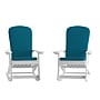 Flash Furniture Savannah Adirondack Rocking Chairs, White with Teal Cushions, 2 Pack (2JJC14705CSTLWH)~#|#~sp195660083_sc7