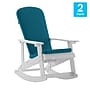 Flash Furniture Savannah Adirondack Rocking Chairs, White with Teal Cushions, 2 Pack (2JJC14705CSTLWH)~#|#~sp195660090_sc7