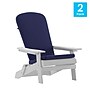 Flash Furniture Charlestown Folding Adirondack Chairs, White with Blue Cushions, 2 Pack (2JJC14505CSBLWH)~#|#~sp195660108_sc7