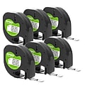 DYMO LetraTag 2050826 Paper Label Maker Tape, 1/2" x 13', Black on White, 6/Pack (2050826)