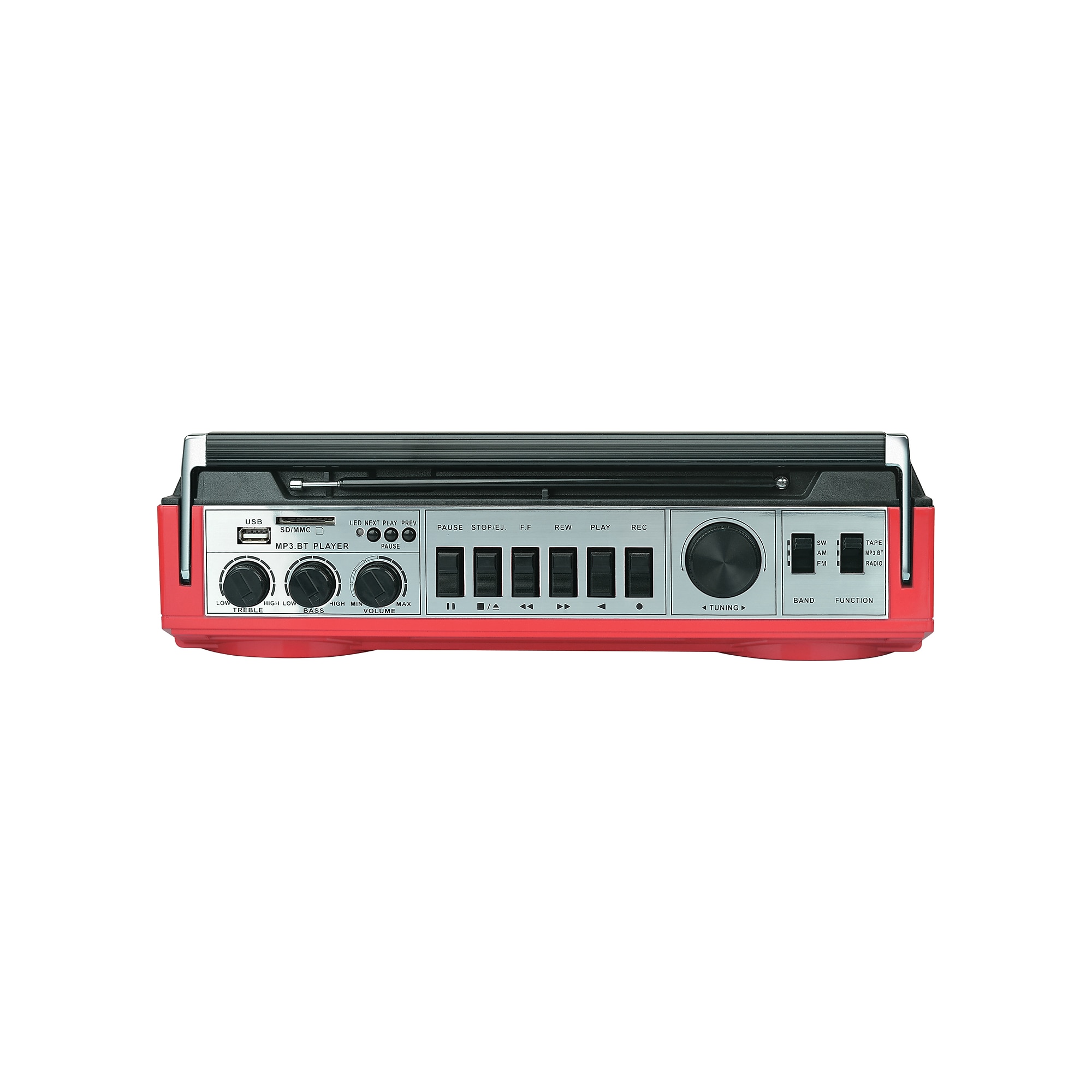 Audiobox Wireless Bluetooth 10-Watt Portable Cassette Player & Recorder Boombox with 3-Band Radio, Red (RXC-25BTRED) Sansujyuku sansujyuku.com