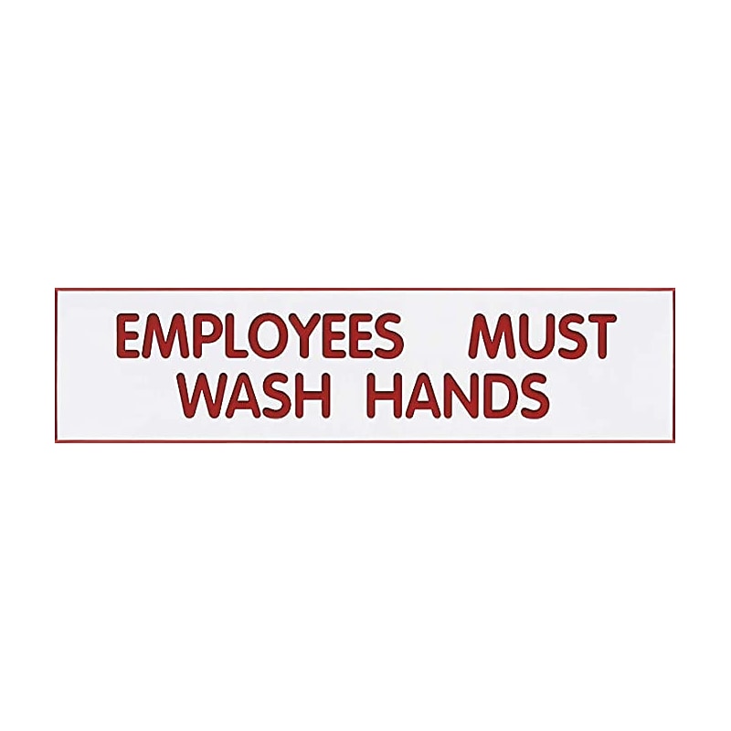 Cosco Employee Must Wash Hands Sign, 2" x 8", Red/White (098002) image 1