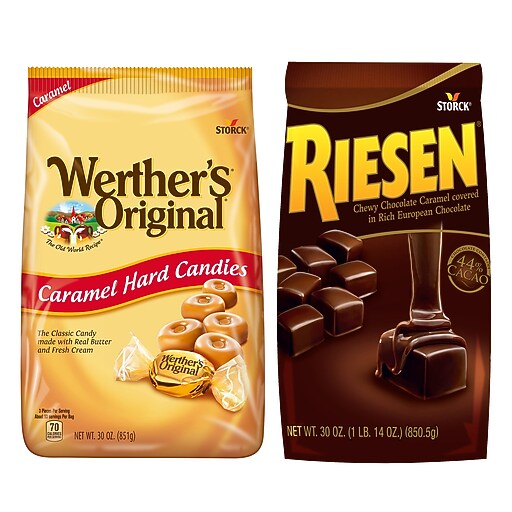 Werther's Original Carmel Hard Candies and Riesen Carmel Chocolates, 30