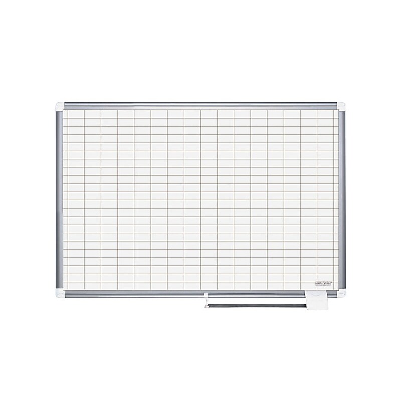 All Purpose Planner Dry Erase Board W/Accessories,1X2 Grid, 48X36, Silver Frame image 1