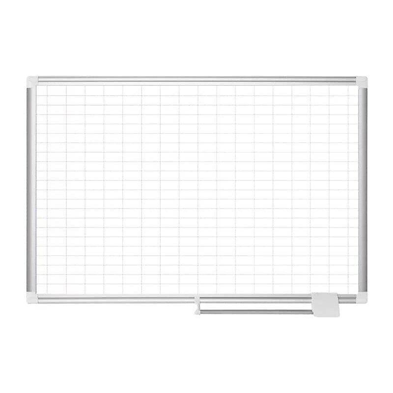 MasterVision® Magnetic 1 x 2 Grid Planner 36 x 48, Aluminum with Kit image 1