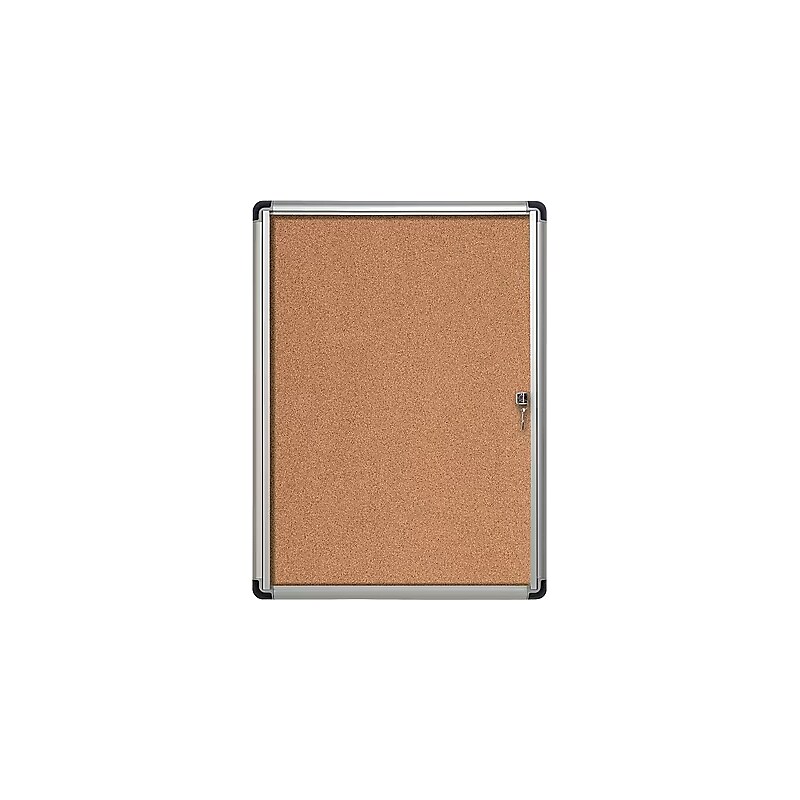 MasterVision® Slim-Line Enclosed Cork Bulletin Board, Cork, 38" X 28" X 1 3/8" (VT630101690) image 1