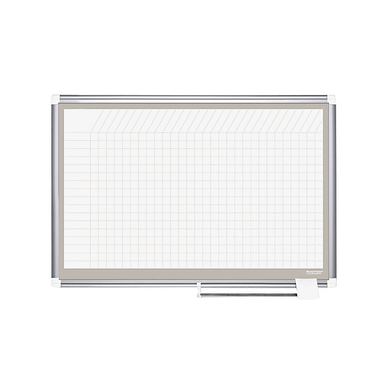 MasterVision® 48"H x 72"W Grid Porcelain Planner Dry Erase Board, Aluminum Frame image 1