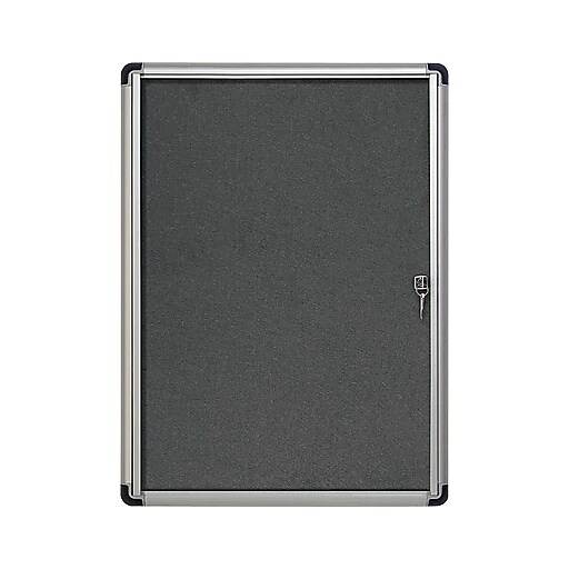 MasterVision® SlimLine Enclosed Fabric Bulletin Board, Gray, 38" X 28