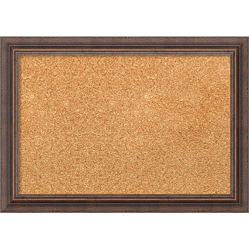 Amanti Art Framed Cork Board Small Distressed Rustic Brown