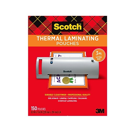 Scotch® Thermal Laminating Pouches, Letter Size, 3 Mil, 150/Pack