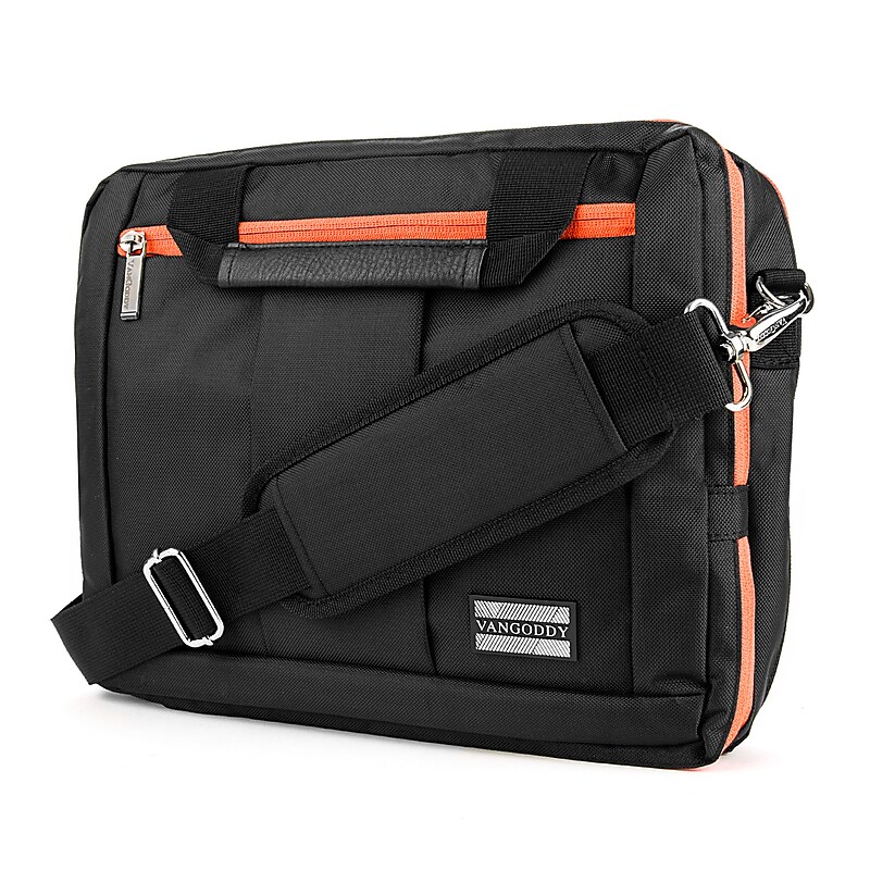 Vangoddy Laptop Briefcase, Black/Orange Nylon (PT_NBKLEA294_17) image 1
