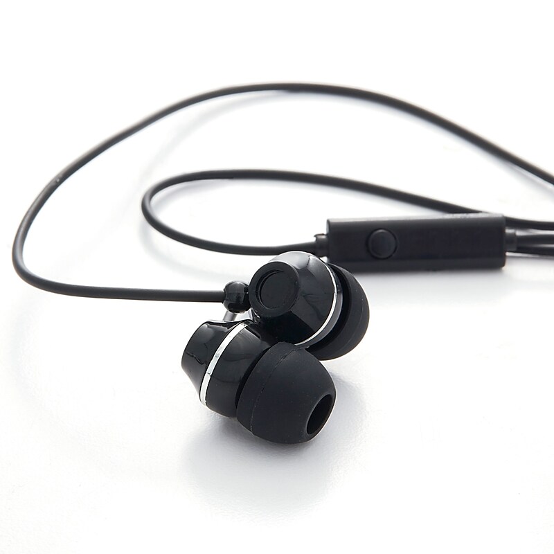 Verbatim Stereo Earphones with Microphone, 3.5mm Plug, Black (99774) image 1