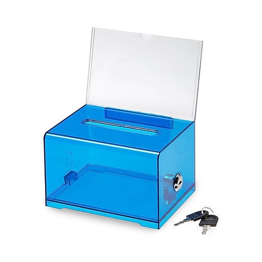 AdirOffice Locking Acrylic Donation & Ballot Box, Blue (637CRB) at Staples