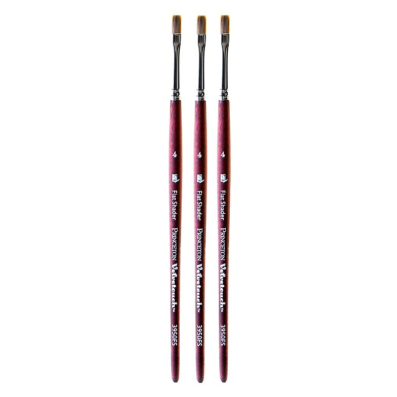 Princeton Velvetouch Mixed Media Brushes 4 flat shader [Pack of 3] (PK3-3950FS-4) image 1