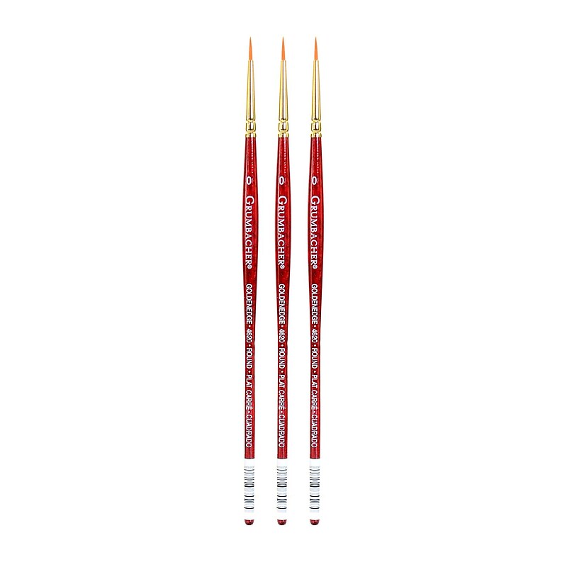 Grumbacher Goldenedge Watercolor Brushes, 0 Round, Pack of 3 (PK3-4620.Z) image 1