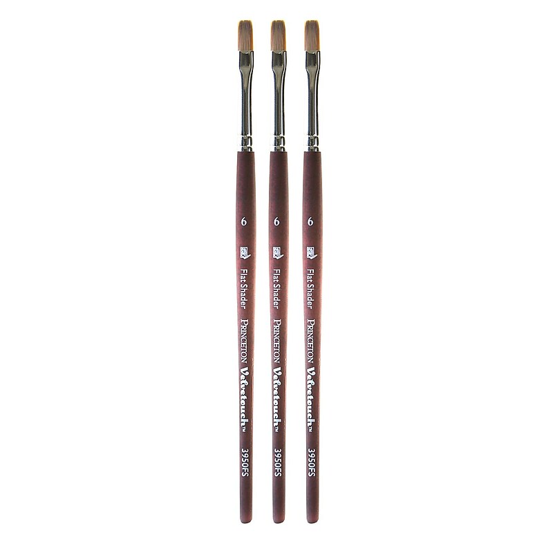 Princeton Velvetouch Mixed Media Brushes 6 flat shader [Pack of 3] (PK3-3950FS-6) image 1