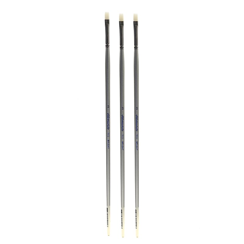 Silver Brush Silverwhite Series Synthetic Brushes Long Handle 2 bright [Pack of 3] (PK3-1502-2) image 1