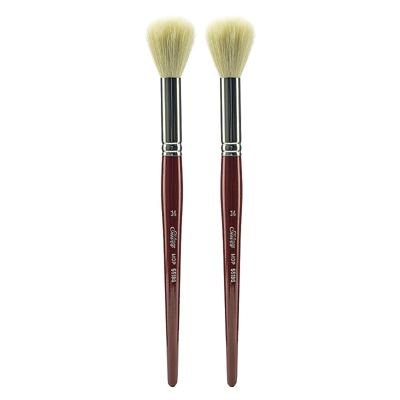 Silver Brush White Round/Oval Mop Brushes, 14 Round mop, Pack of 2 (PK2-5518S-14) image 1