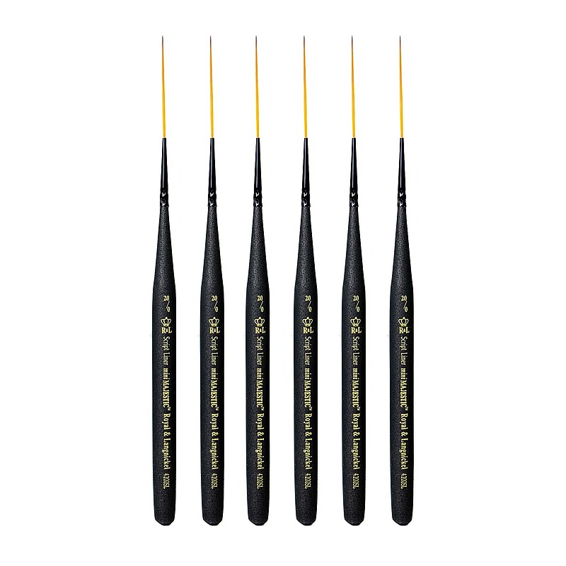Royal and Langnickel Series 4200 Mini-Majestic Brushes 20/0 script liner [Pack of 6] (PK6-R4200SL-20/0) image 1