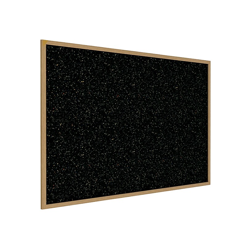 Ghent 4' H x 10' W Recycled Bulletin Board with Oak Finish Frame, Confetti (WTR410-CF) image 1