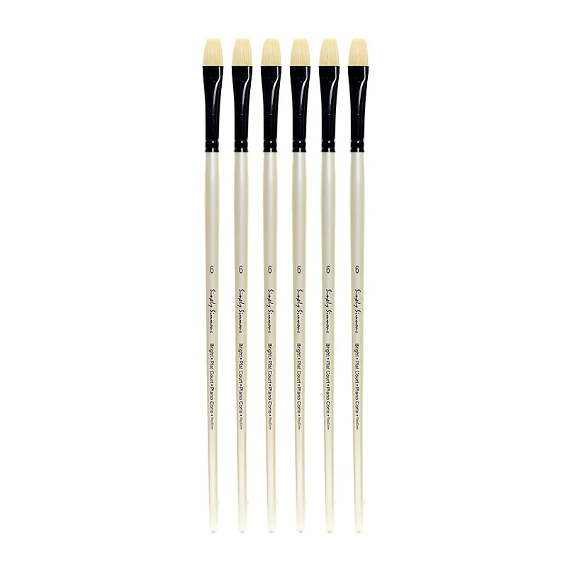 Robert Simmons Simply Simmons Long Handle Brushes, 6 Bristle Bright, Pack of 6 (PK6-255141006) image 1