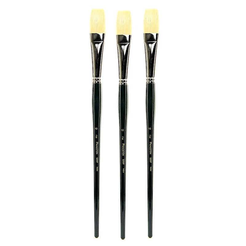 Princeton Series 5200 Ashely Better Interlocked Bristle Long Handle Brushes 12 flat [Pack of 3] (PK3-5200F-12) image 1