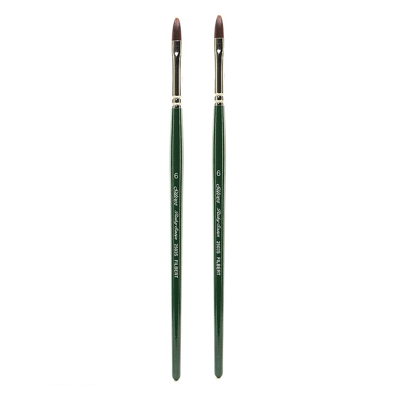 Silver Brush Ruby Satin Series Synthetic Brushes Short Handle 6 filbert 2503S [Pack of 2] (PK2-2503S-6) image 1