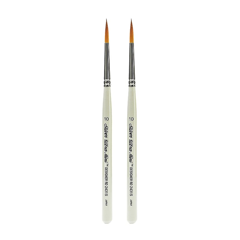 Silver Brush Ultra Mini Series Golden Taklon Brushes 10 designer round [Pack of 2] (PK2-2431S-10) image 1