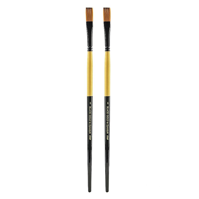 Dynasty Black Gold Series Long Handled Synthetic Brushes 6 flat 1526F, 2/Pack (PK2-12152) image 1