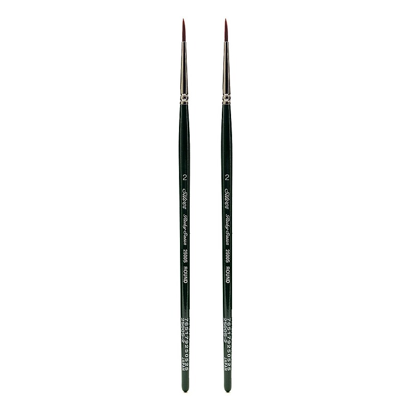 Silver Brush Ruby Satin Series Synthetic Brushes Short Handle 2 round 2500S [Pack of 2] (PK2-2500S-2) image 1