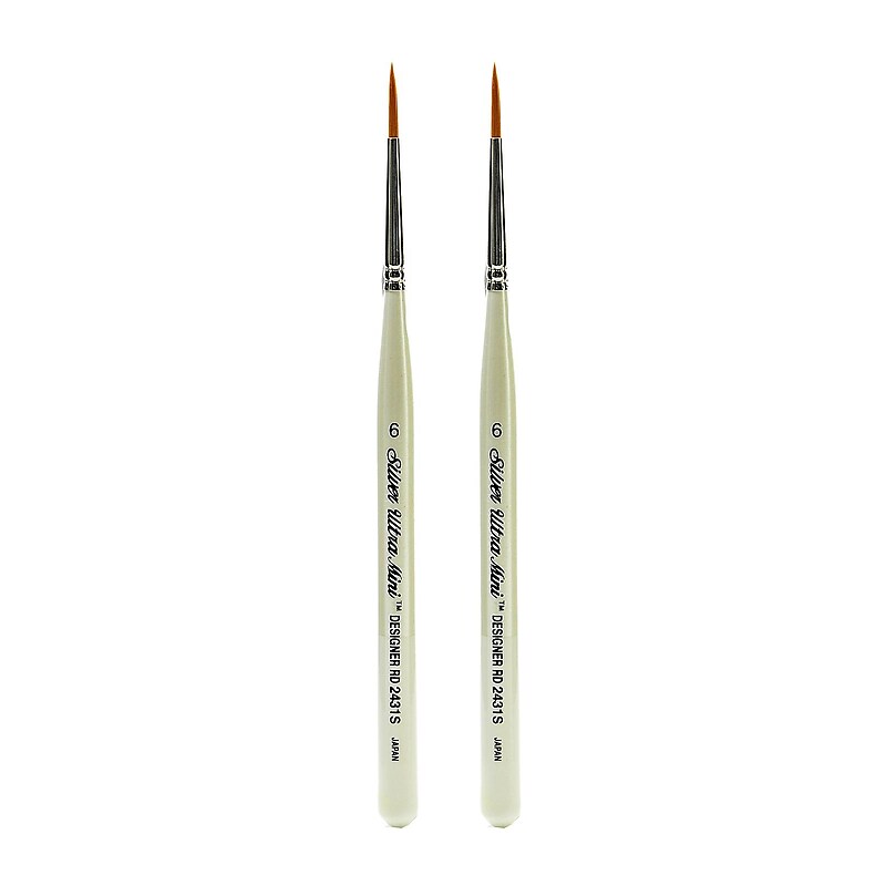 Silver Brush Ultra Mini Series Golden Taklon Brushes, 6 Designer Round, Pack of 2 (PK2-2431S-6) image 1