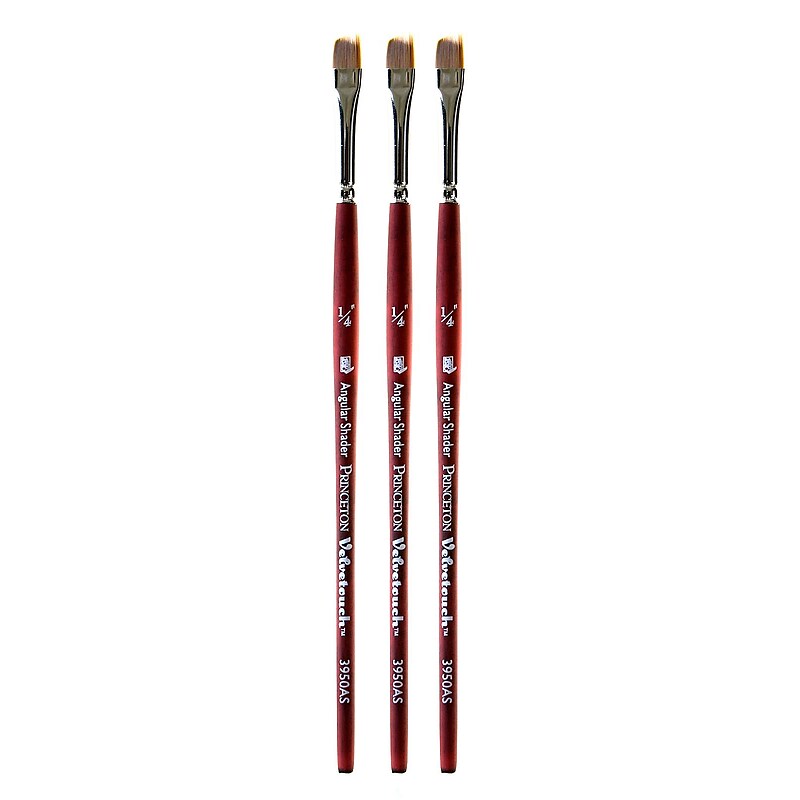 Princeton Velvetouch Mixed Media Brushes 025 angular shader [Pack of 3] (PK3-3950AS-025) image 1