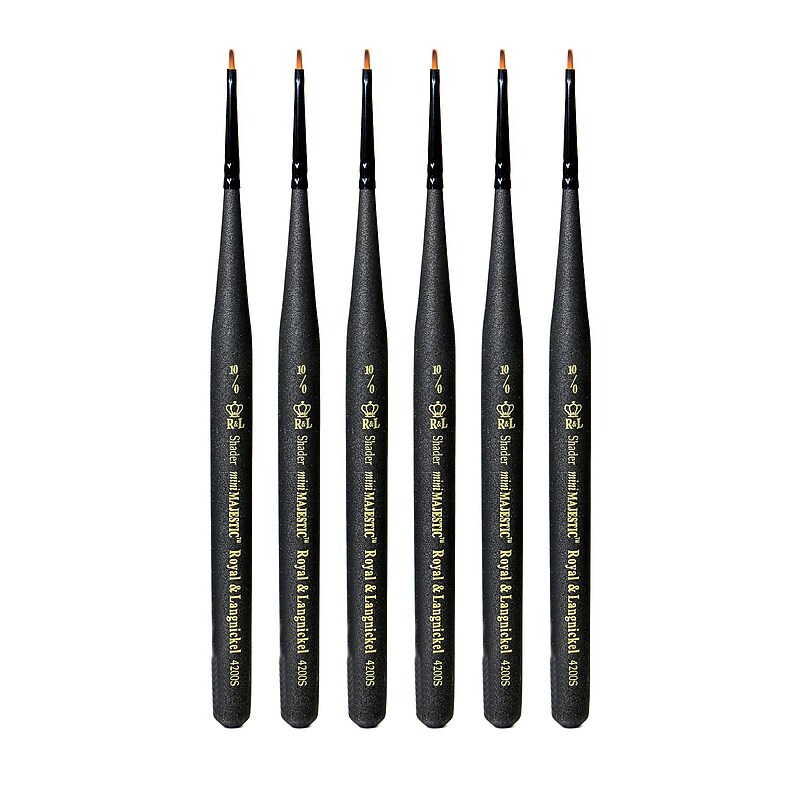 Royal and Langnickel Series 4200 Mini-Majestic Brushes, 10/0 Shader, Pack of 6 (PK6-R4200S-10/0) image 1
