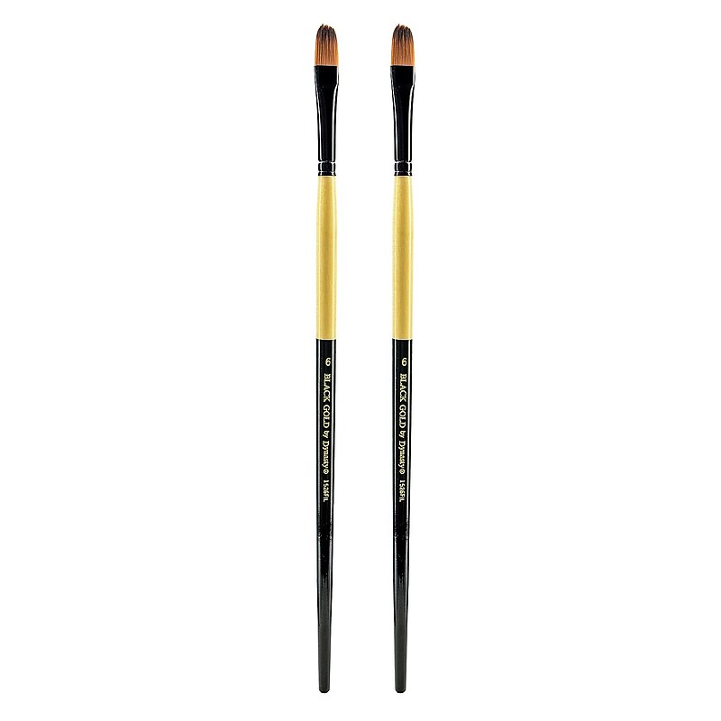 Dynasty Black Gold Series Long Handled Synthetic Brushes 6 filbert 1526FIL, 2/Pack (PK2-12168) image 1