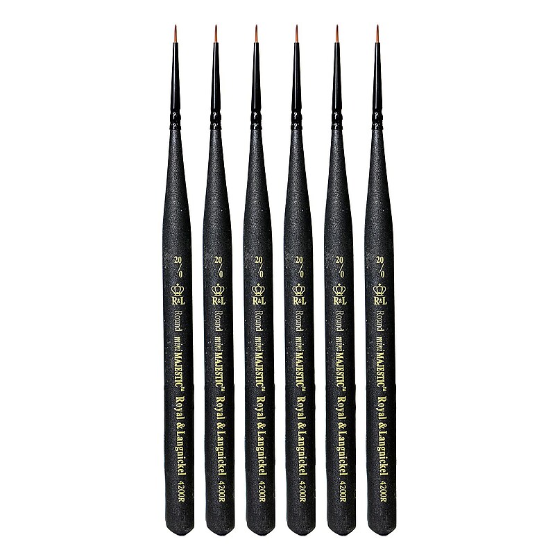 Royal and Langnickel Series 4200 Mini-Majestic Brushes 20/0 round [Pack of 6] (PK6-R4200R-20/0) image 1