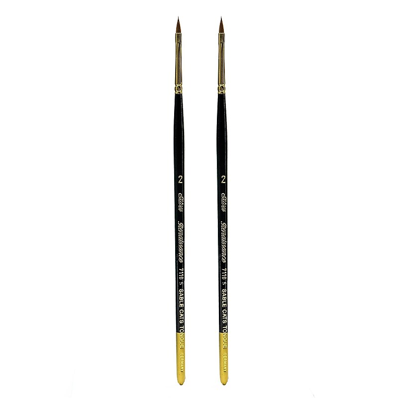 Silver Brush Renaissance Series Brushes Short Handle 2 cat's tongue [Pack of 2] (PK2-7110S-2) image 1