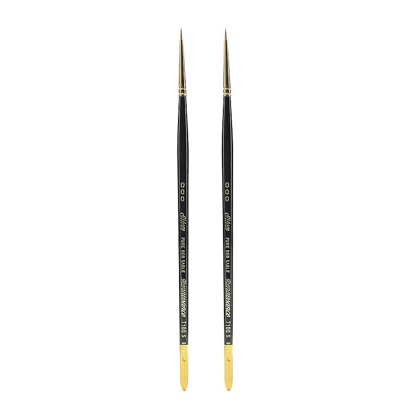 Silver Brush Renaissance Series Brushes, Short Handle 3/0 Round, Pack of 2 (PK2-7100S-3/0) image 1