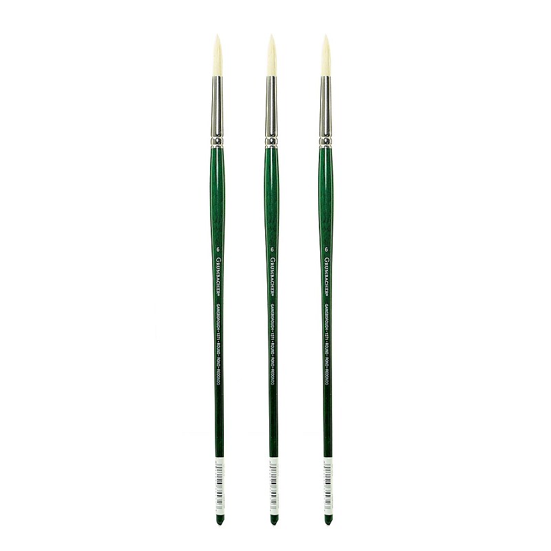 Grumbacher Gainsborough Oil and Acrylic Brushes, 6 Round, Pack of 3 (PK3-1271R.6) image 1