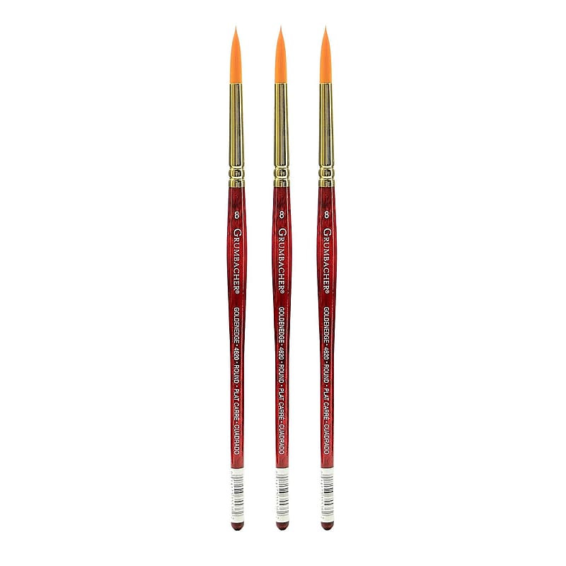 Grumbacher Goldenedge Watercolor Brushes 8 round [Pack of 3] (PK3-4620.8) image 1