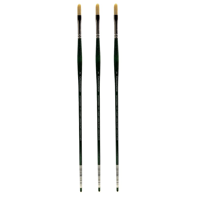 Grumbacher Gainsborough Oil and Acrylic Brushes, 2 Filbert, Pack of 3 (PK3-1271T.2) image 1