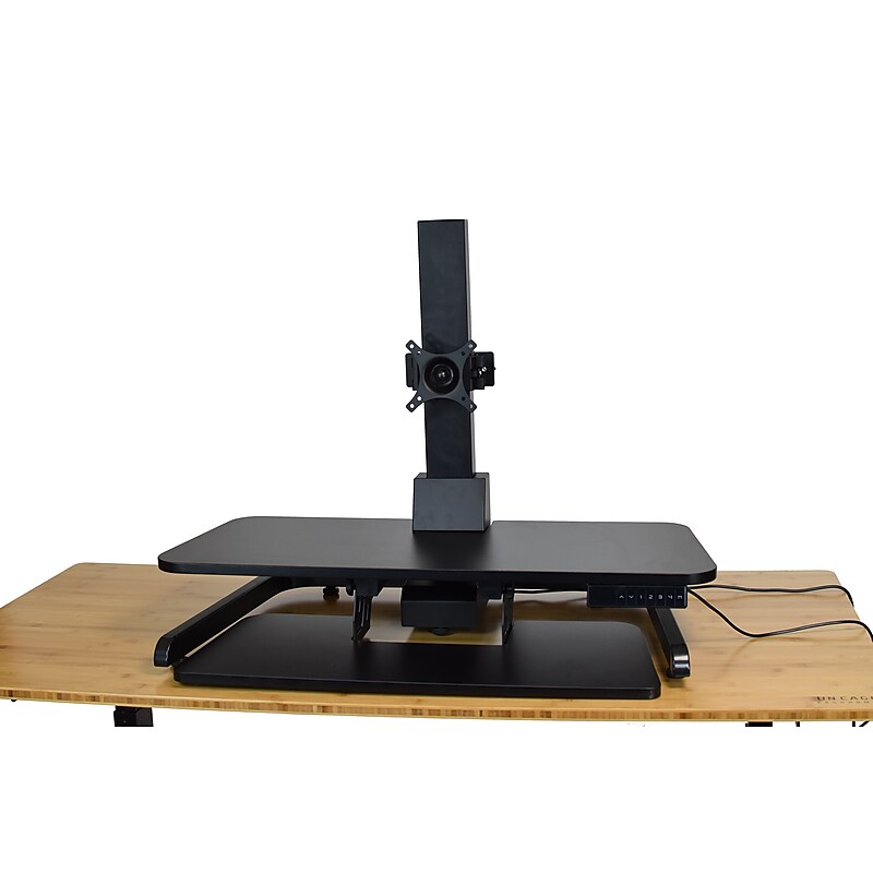 Uncaged Ergonomics Electric Standing Desk Conversion Powered Sit to Stand Converter, Black (ESDC-b) image 1